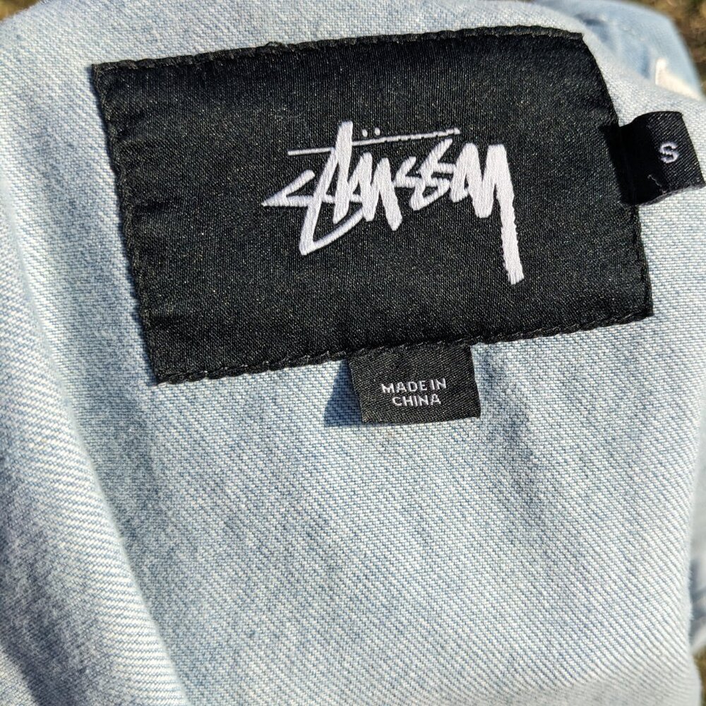 Stussy Denim Chore Jacket Men's Small Hoodie Barn Coat Jean Parka Workwear - Picture 9 of 16